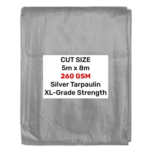 Silver XL-Grade Tarpaulin 5m x 8m