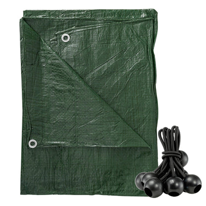 Green S-Grade Tarpaulin with 10 x Bungee Balls (Black) - Best4Trade-Retail Tarpaulins