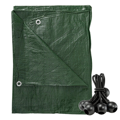 Green S-Grade Tarpaulin with 10 x 6" Bungee Balls (Black) - Best4Trade-Retail Tarpaulins