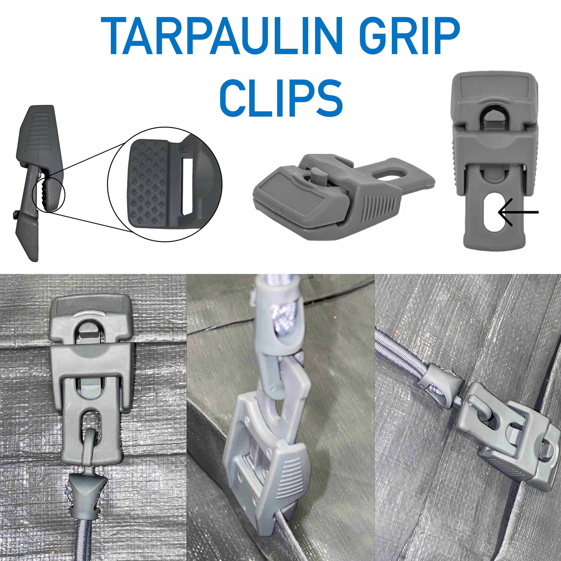 Tarp Clip Gray Slide Type Pack of 10 - Best4Trade-Retail Tarpaulins