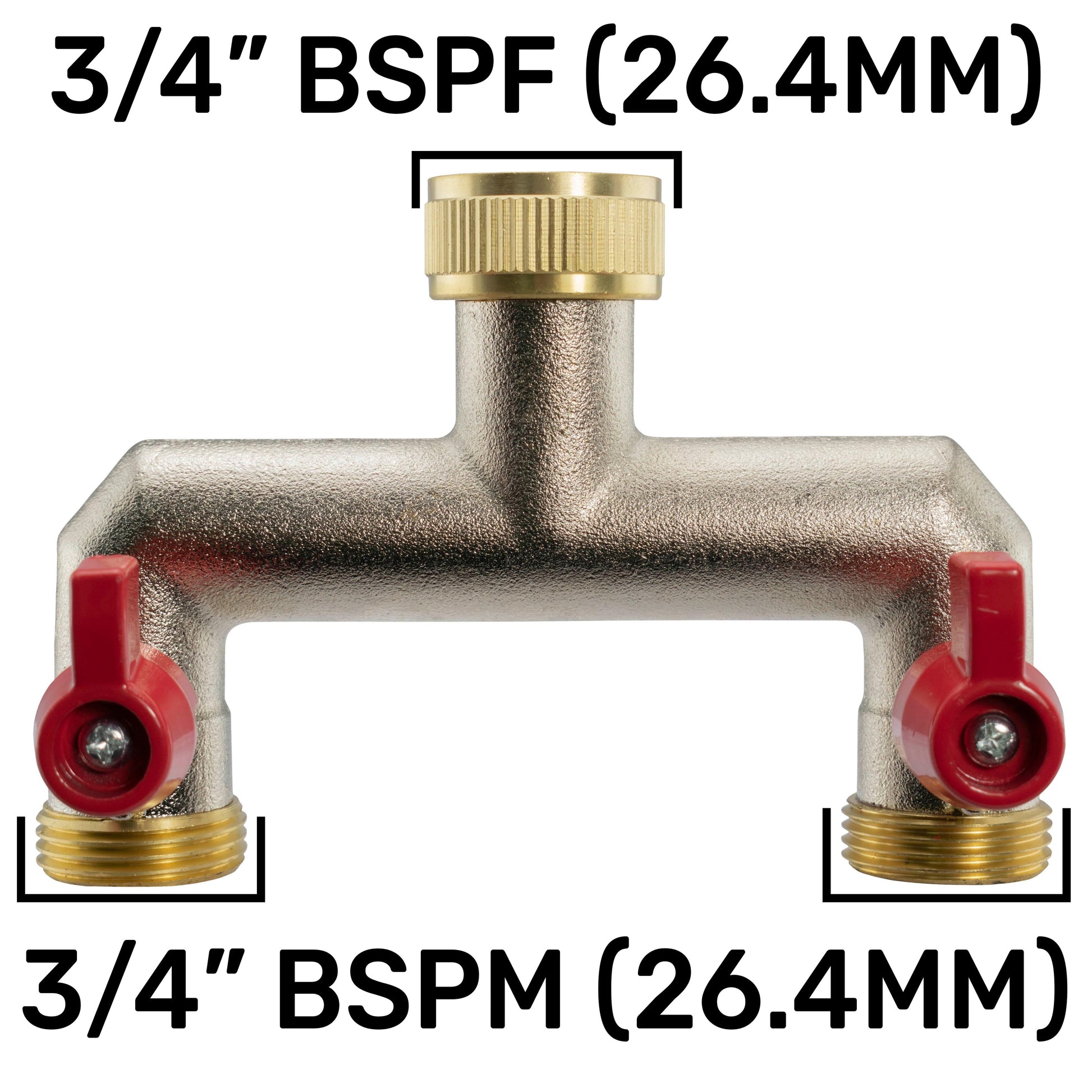 Two Way Tap Splitter Brass 3/4" BSP with Quick Connect and Hose Fittings - Best4Trade-Retail Garden watering