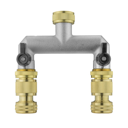 Two Way Tap Splitter Brass 3/4" BSP with Quick Connect and Hose Fittings - Best4Trade-Retail Garden watering