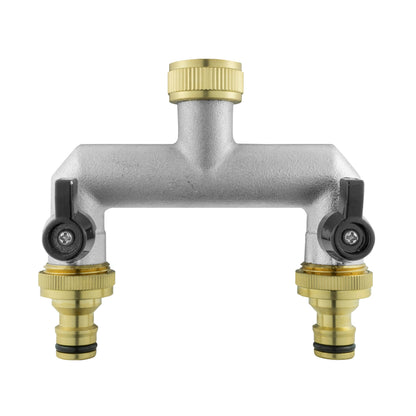 Two Way Tap Splitter Brass 3/4" BSP with Quick Connect and Hose Fittings - Best4Trade-Retail Garden watering