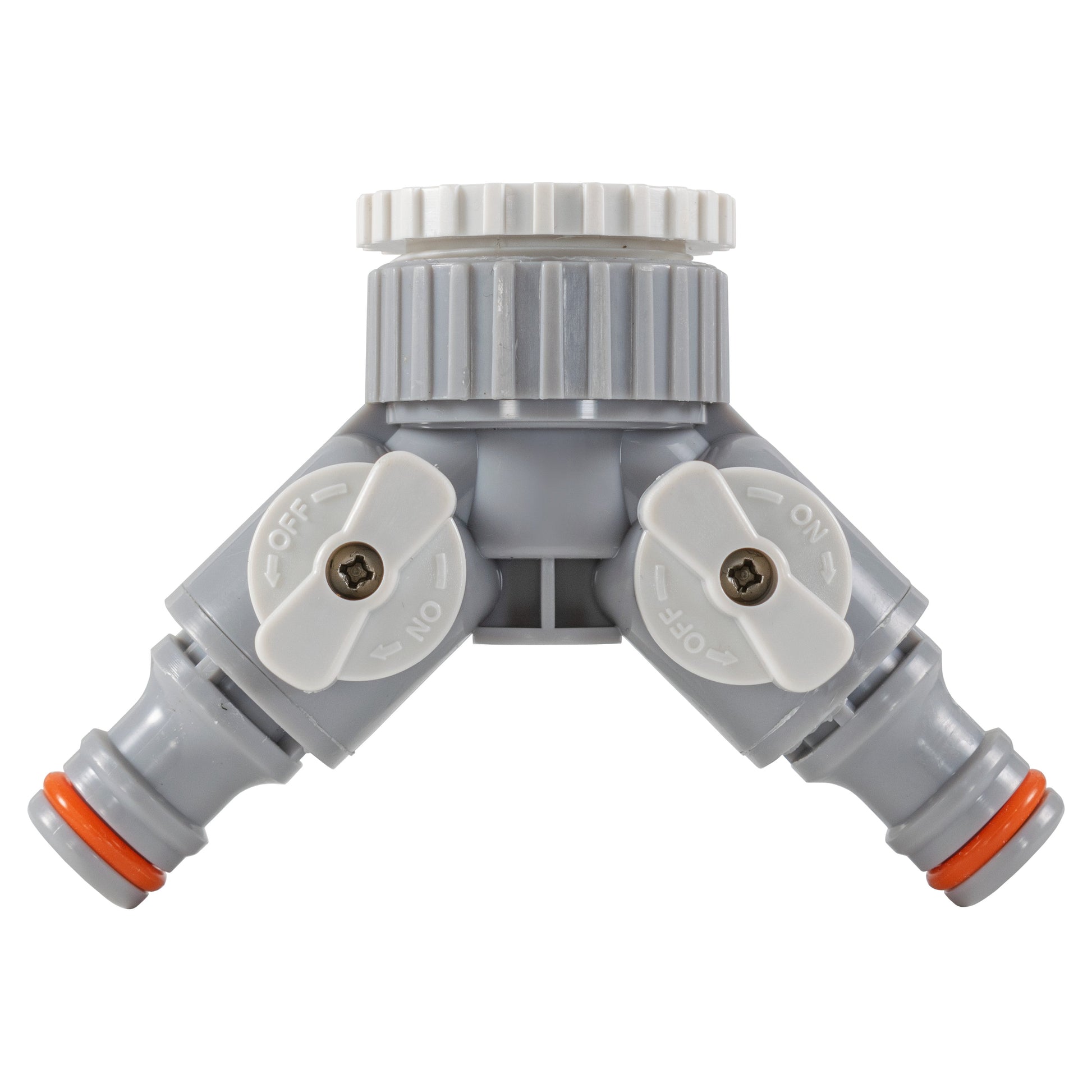 2-Way Tap Connector With Valves 1" or 3/4" BSP Female, Gray/White - Best4Trade-Retail Garden watering