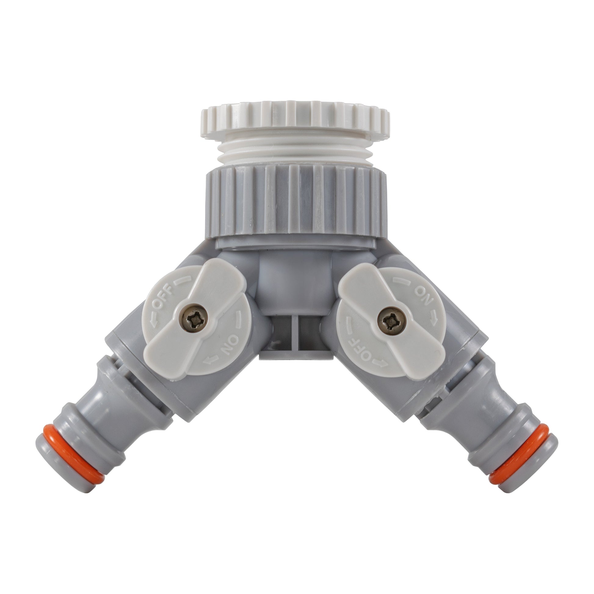 2-Way Tap Connector With Valves 1" or 3/4" BSP Female, Gray/White - Best4Trade-Retail Garden watering