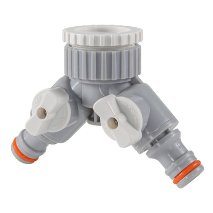 2-Way Tap Connector With Valves 1" or 3/4" BSP Female, Gray/White - Best4Trade-Retail Garden watering