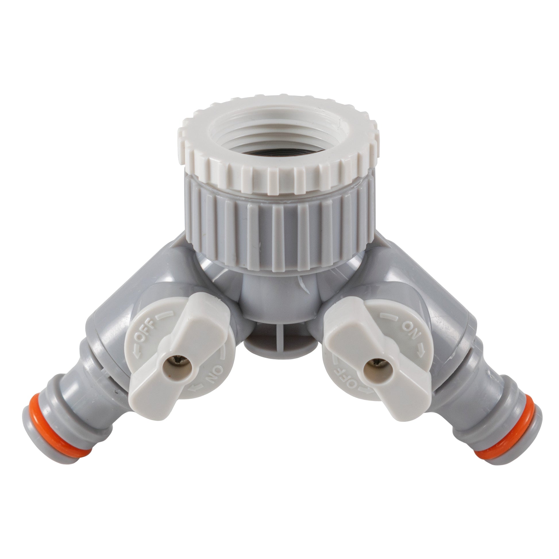 2-Way Tap Connector With Valves 1" or 3/4" BSP Female, Gray/White - Best4Trade-Retail Garden watering