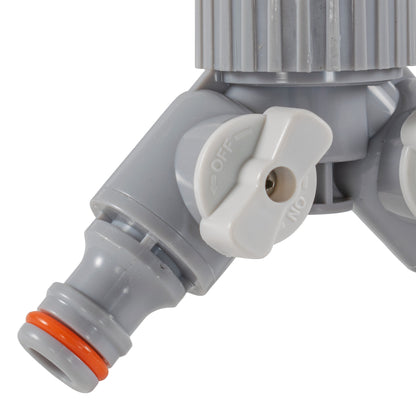 2-Way Tap Connector With Valves 1" or 3/4" BSP Female, Gray/White - Best4Trade-Retail Garden watering