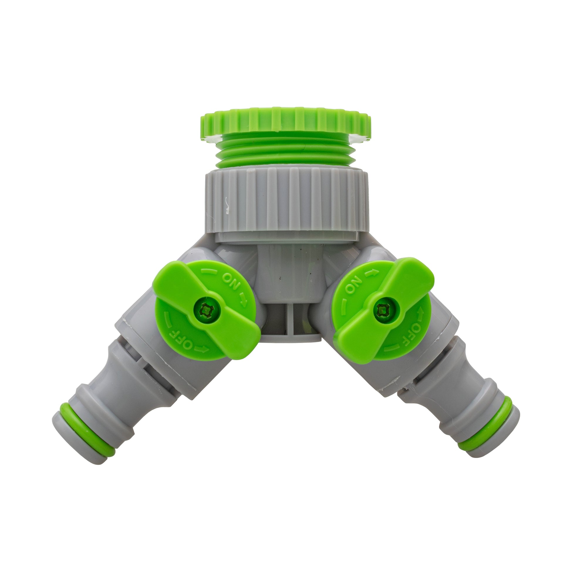 2-Way Tap Connector With Valves 1" or 3/4" BSP Female, Green/Gray - Best4Trade-Retail Garden watering