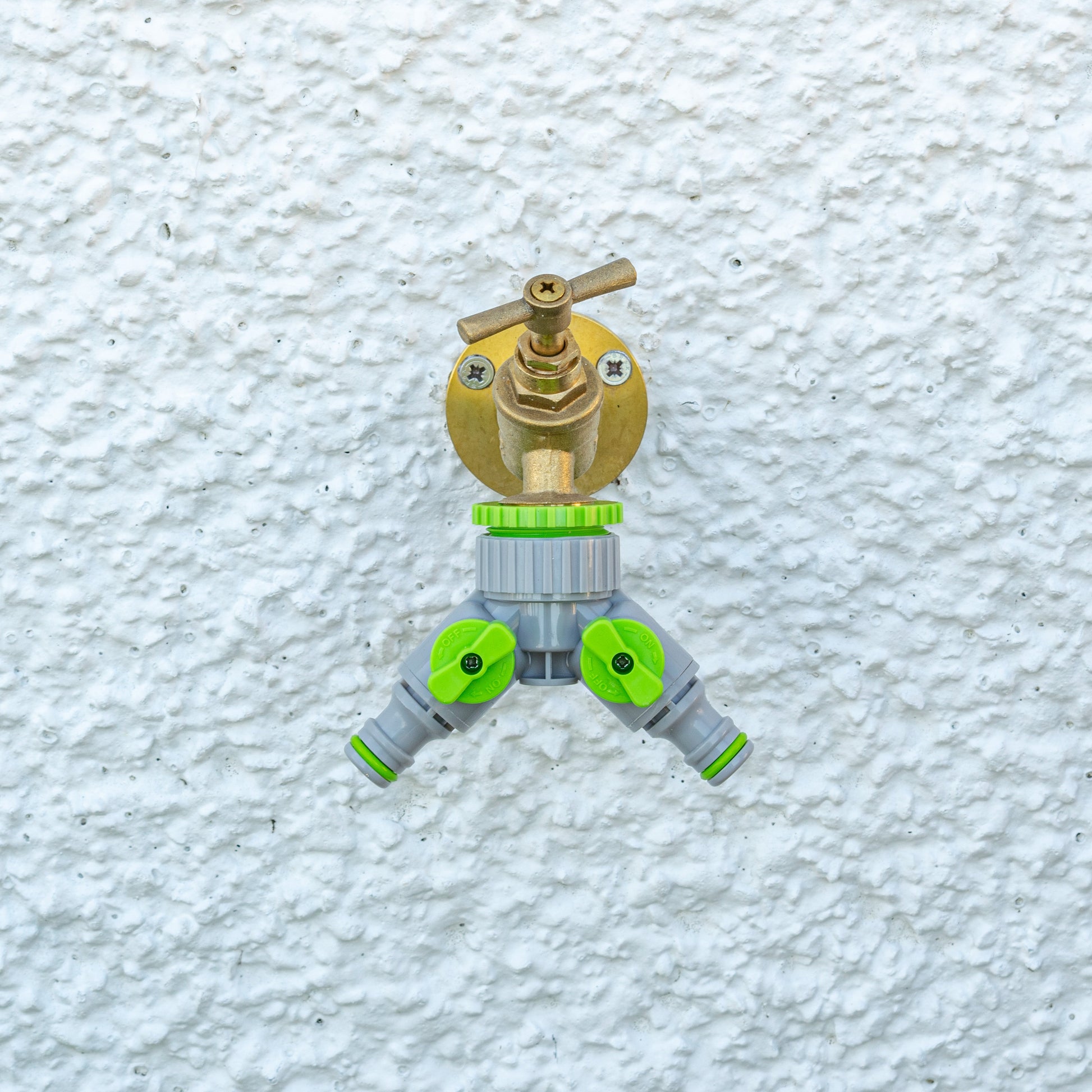 2-Way Tap Connector With Valves 1" or 3/4" BSP Female, Green/Gray - Best4Trade-Retail Garden watering
