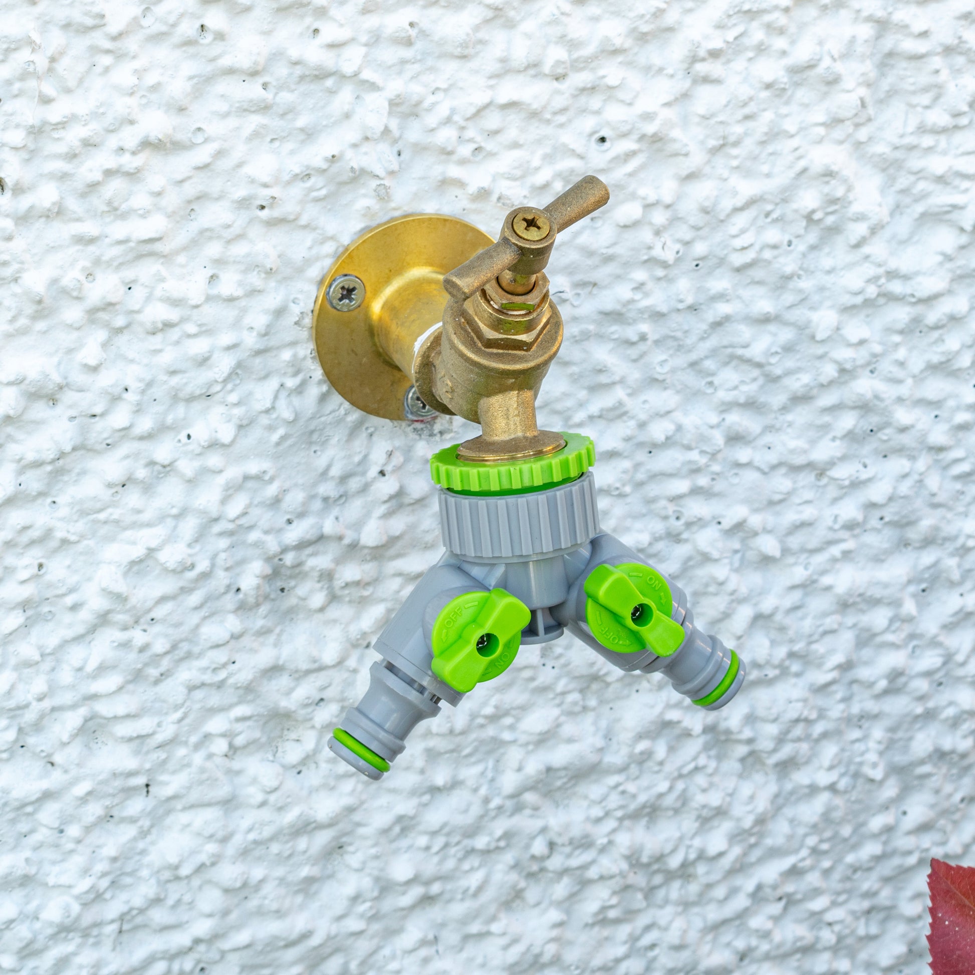 2-Way Tap Connector With Valves 1" or 3/4" BSP Female, Green/Gray - Best4Trade-Retail Garden watering