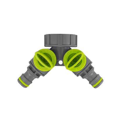 15mm Brass Wall Flange Kit with Grey Dial Tap + Two-Way Splitter - Best4Trade-Retail Garden watering