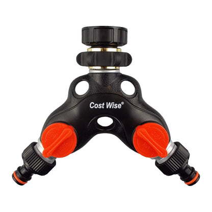 Double Tap Connector with Valves Metal - Best4Trade-Retail Garden watering