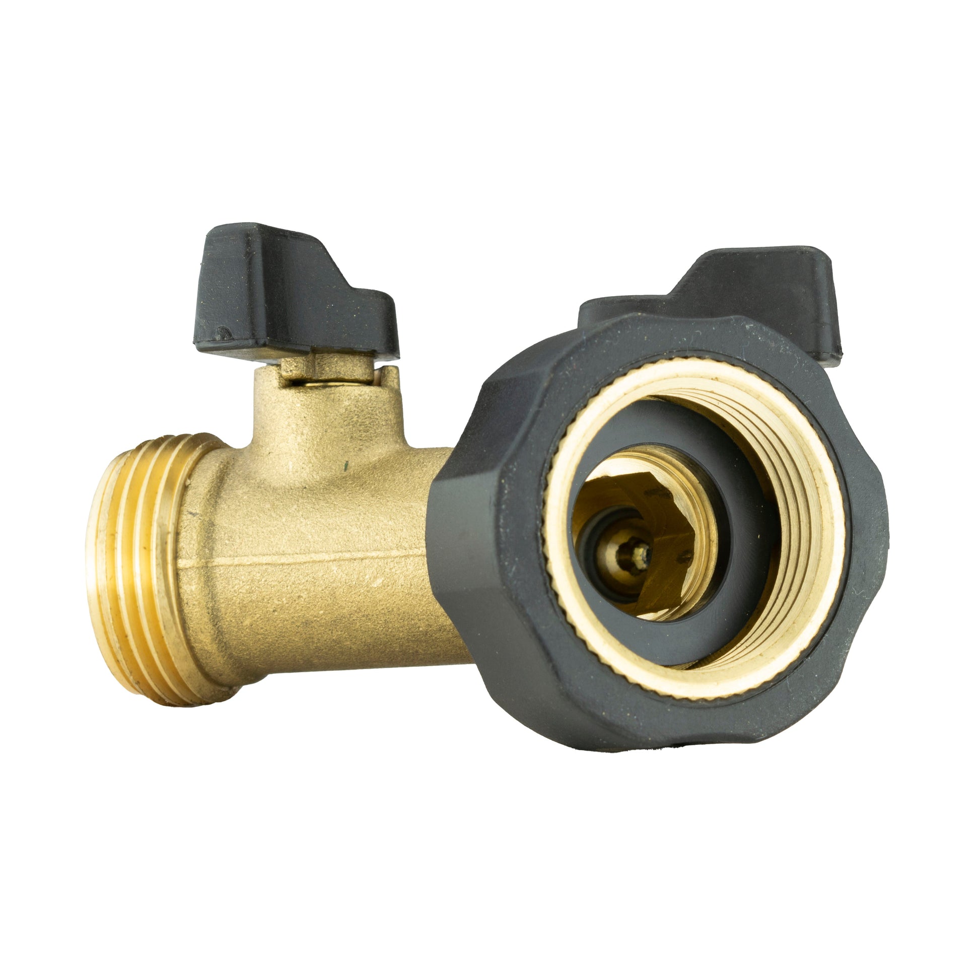 Double Tap Connector with Valves & Threaded Outlets Brass - Best4Trade-Retail Garden watering