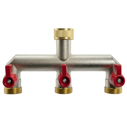 Three Way Tap Splitter Brass 3/4" BSP with Geka Type Outlets - Best4Trade-Retail Garden watering