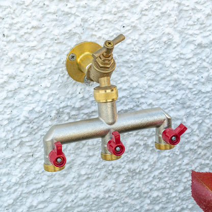 Three Way Tap Splitter Brass 3/4" BSP - Best4Trade-Retail Garden watering