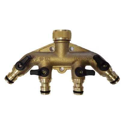 4-Way Manifold with Valves & Snap-On Outlets Brass
