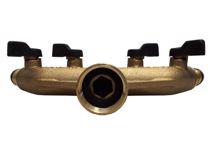 4-Way Manifold with Valves & Threaded Outlets Brass - Best4Trade-Retail Garden watering