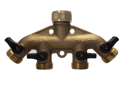 4-Way Manifold with Valves & Threaded Outlets Brass - Best4Trade-Retail Garden watering