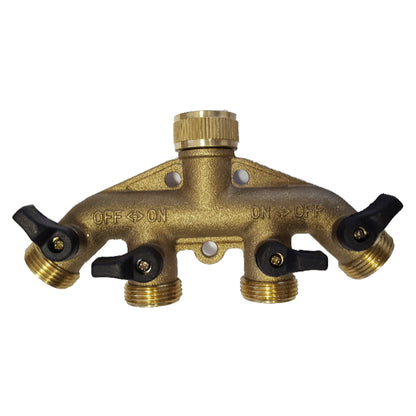 4-Way Manifold with Valves & Threaded Outlets Brass - Best4Trade-Retail Garden watering