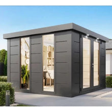 Load image into Gallery viewer, Telluria Luminato Steel Garden Room - All Sizes - Store More Garden Buildings
