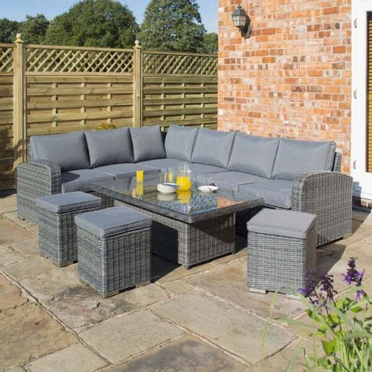 Thornbury Corner Dining Set Grey Height Adjustable Table - Rowlinson Outdoor & Garden