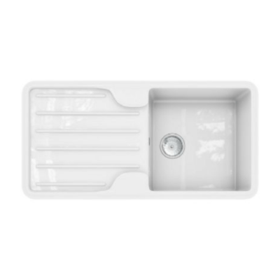 Traditional Gloss White Comite Single Bowl Kitchen Insert and Drainer - Ellsi