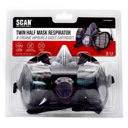Twin Half Mask Respirator + A1 Refills x 2 - Scan