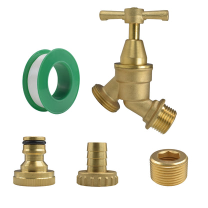 Brass Bib Tap Kit with Barb/Quick Connect Outlet, 1/2" and 3/4" BSP Thread Inlet - Best4Trade-Retail Garden watering