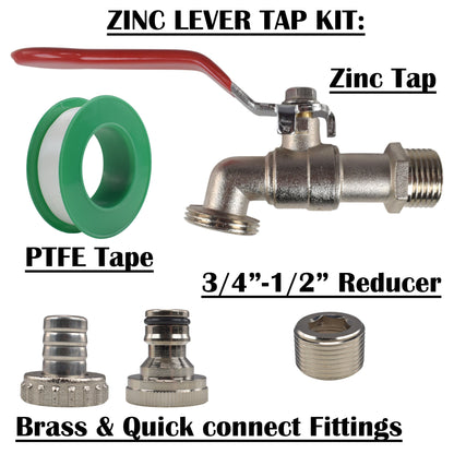 Lever Tap Kit with Barb/Quick Connect Outlet, 1/2" and 3/4" BSP Thread Inlet - Best4Trade-Retail Garden watering