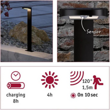 Load image into Gallery viewer, Outdoor Solar Bollard Ryse IP44 3000K 100lm Motion Sensor
