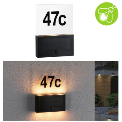 Outdoor Solar House Number Neda IP44 PIR Anthracite Insect Friendly