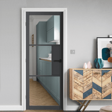 Load image into Gallery viewer, Cosmo Grey Pre-Finished Glazed Internal Door - All Sizes - JB Kind
