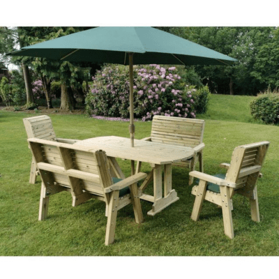 Churnet Valley Ergo 6 Seat Table Set 2 Chairs and 2 Benches - Churnet Valley