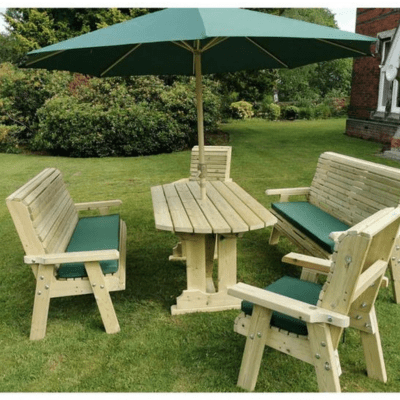 Churnet Valley Ergo 8 Seat Table Set 2 x 3 Seater Benches and 2 Chairs - Churnet Valley