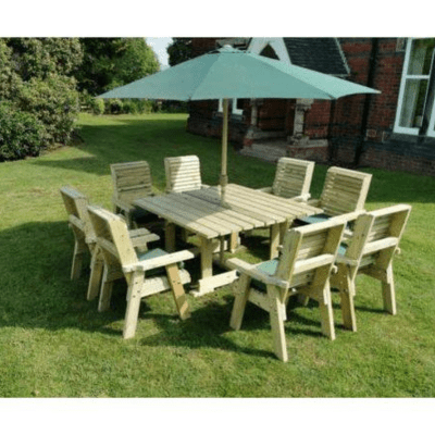 Churnet Valley Ergo 8 Seater Square Set 4 Chairs and 2 Benches - Churnet Valley