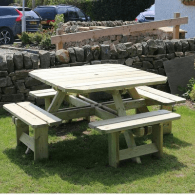 Churnet Valley Westwood Square 8 Seat Picnic Table - Churnet Valley