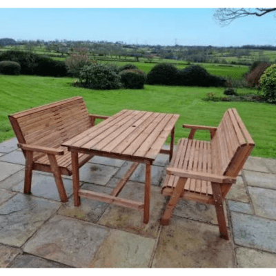 Churnet Valley 6 Seat Table Set 2 x 3 Seat Benches 179.5cm Table - Churnet Valley