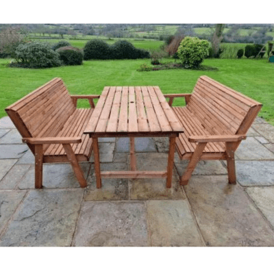 Churnet Valley 6 Seat Table Set 2 x 3 Seat Benches 179.5cm Table - Churnet Valley