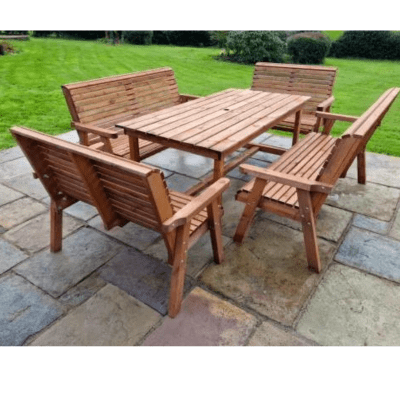 Churnet Valley Seat 10 Set 2 x 2 Seat Benches and 2 x 3 Seat Benches 179.5cm Table - Churnet Valley