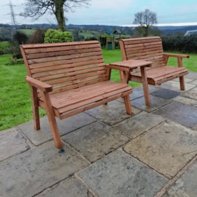 Churnet Valley 4 Seat Set 2 x 2 Seat Benches Straight Tray - Churnet Valley