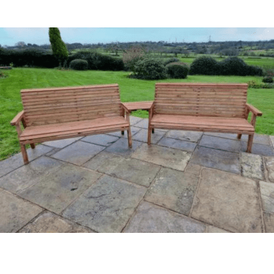 Churnet Valley 6 Seat Set 2 x 3 Seat Benches Angled Tray - Churnet Valley