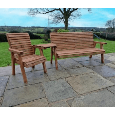 Churnet Valley 4 Seat Set 1 Chair and 1 x 3 Seat Bench Angled Tray - Churnet Valley