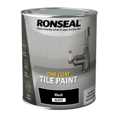Ronseal One Coat Tile Paint 750ml - Black Gloss - Ronseal