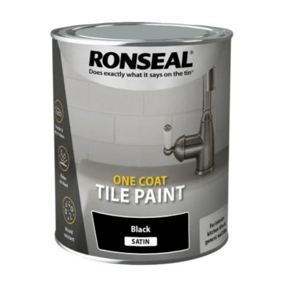 Ronseal One Coat Tile Paint 750ml - Black Satin - Ronseal