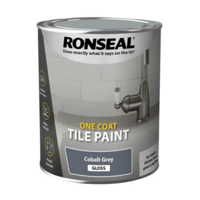 Ronseal One Coat Tile Paint 750ml - Cobalt Grey Gloss - Ronseal