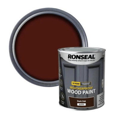 Ronseal 10 Year Weatherproof Wood Paint 750ml - Dark Oak Gloss - Ronseal