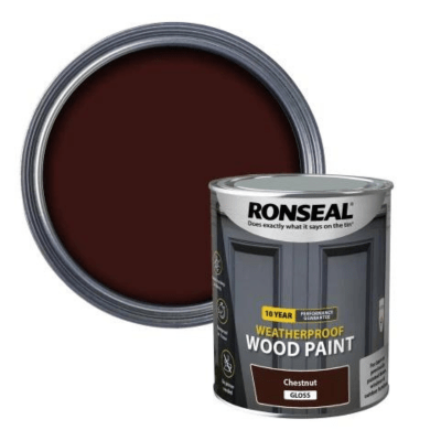 Ronseal 10 Year Weatherproof Wood Paint 750ml - Chestnut Gloss - Ronseal