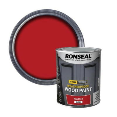 Ronseal 10 Year Weatherproof Wood Paint 750ml - Royal Red Gloss - Ronseal