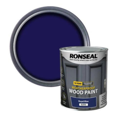 Ronseal 10 Year Weatherproof Wood Paint 750ml - Royal Blue Gloss